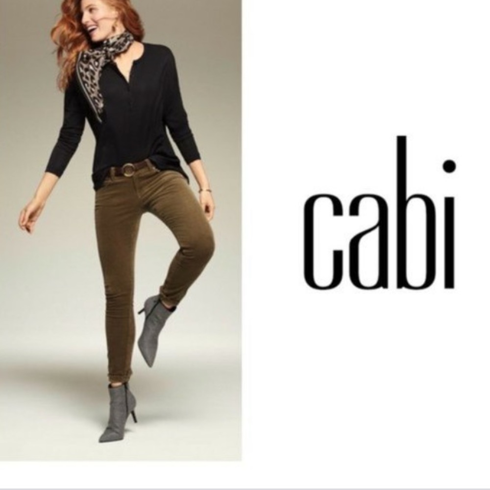 CAbi Moss Green - brown Cord Skinny Jeans, Size 16